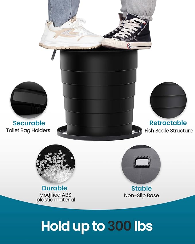 Upgrade Retractable Portable Toilet Travel Toilet Adjustable Height Camping Toilet Portable Potty for Adults Kids, Foldable Portable Toilet for Camping/Car