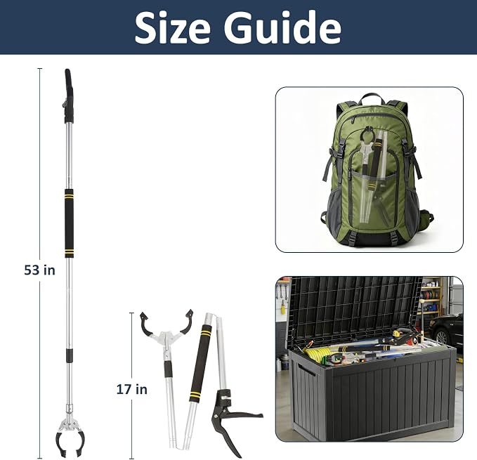 Heavy-Duty Reacher,Trash Pick Up Stick 53 inch Trash Grabbers with 360° Rotatable Function Multi-Purpose Trash Grabber for Home Garage Yard and Outdoor Use.