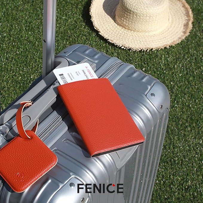 Fenice Classic Passport Cover Holder Wallet Case for Travel Essential RFID Blocking Vegan Leather Waterproof (PINK)