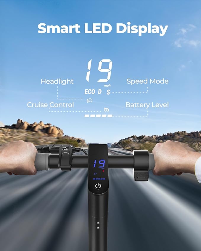 VOLPAM Electric Scooter, 350W/500W Powerful Motor, 8.5"/10" Solid Tires, 19/22Mph, 28/23/21/16 Miles Max Range, Dual Braking