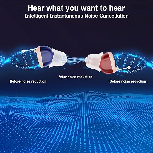 Rechargeable True Hearing Aids for Seniors Not Amplifiers Hearing Loss with Noise Cancellation 16 Channel Digital & Invisible Design with Charging Box