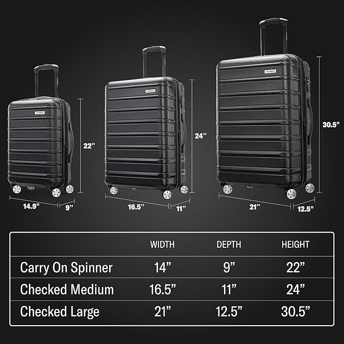 Samsonite Omni 2 Hardside 3 Piece Set - Includes Global Carry-On, Medium, & Large Checked Suitcases - 360° Dual Spinner Wheels - Integrated TSA Lock & Expansion - Amazon Exclusive - Artic Silver