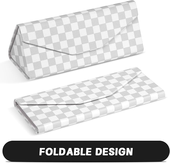 Sunglasses Case, Foldable Glasses Case, Magnetic PU Leather Hard Shell Folding Eyeglass Holder Box, Collapsible Unisex