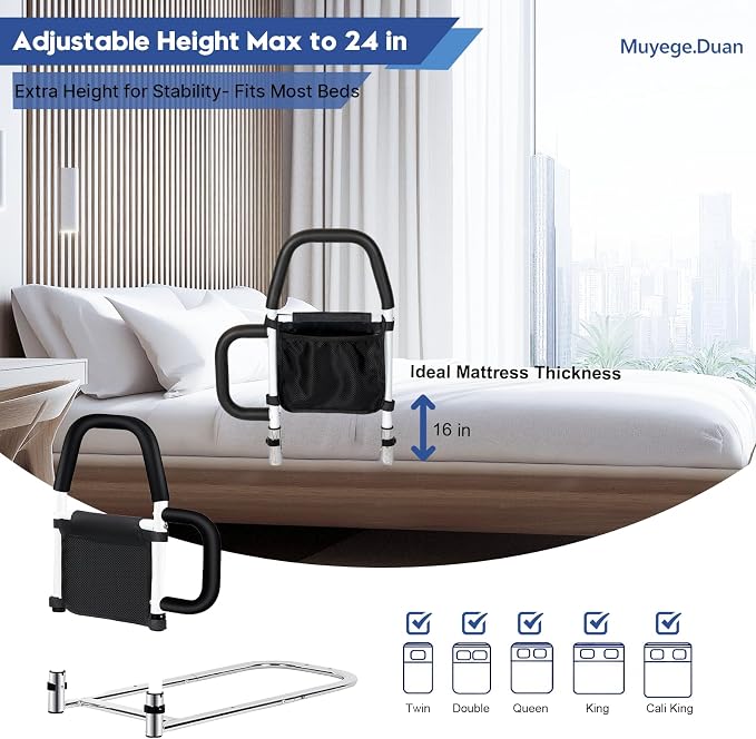 Bed Rail for Elderly Adults Bedside Support Handle for Easy Entry and Exit, 300 lb