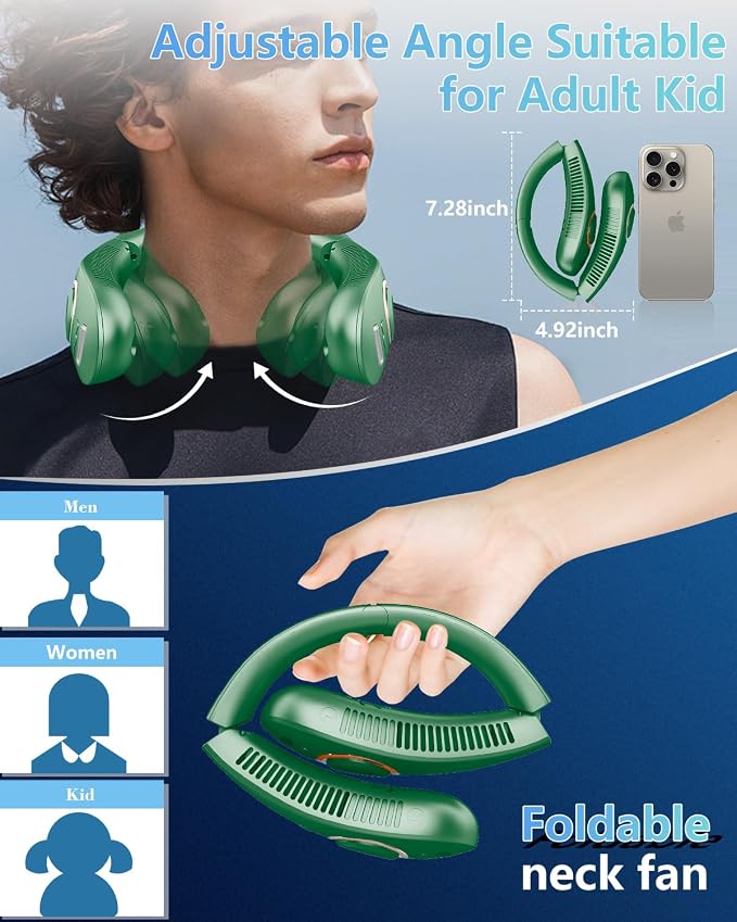 Personal Fans for Your Neck,Folding Neck Fan with Mist Spray Rechargeable Usb-C 5 Speeds,Light Weight Neckband Cooling Water Misting Fans that Blow Cold Air,Cordless Compact Fan for Adults Kids Labor