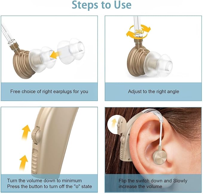 Hearing Aids for Seniors with Hearing Loss, Rechargeable Hearing Amplifiers with Noise Cancelling and Volume Control for Adults Women Men, Behind-The-Ear Hearing Aid