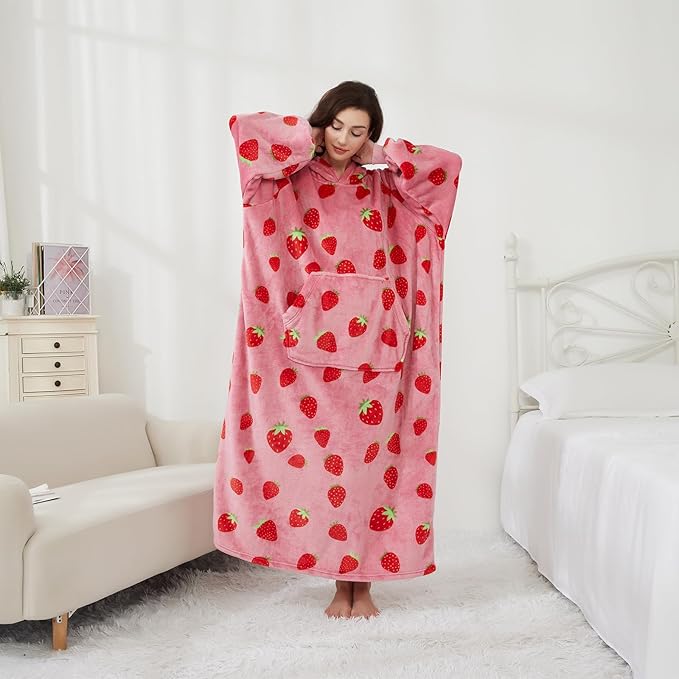 Blanket Hoodie, Long Hooded Blanket Sweatshirt as Birthday Gifts for Women Men, Long Wearable Blanket for Women Men.