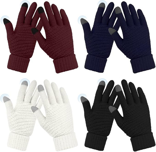 Omisy 4 Pairs Women Winter Gloves Touchscreen Cold Weather Mitten, Christmas Gifts for Adult Stockings Stuffers Mom Wife