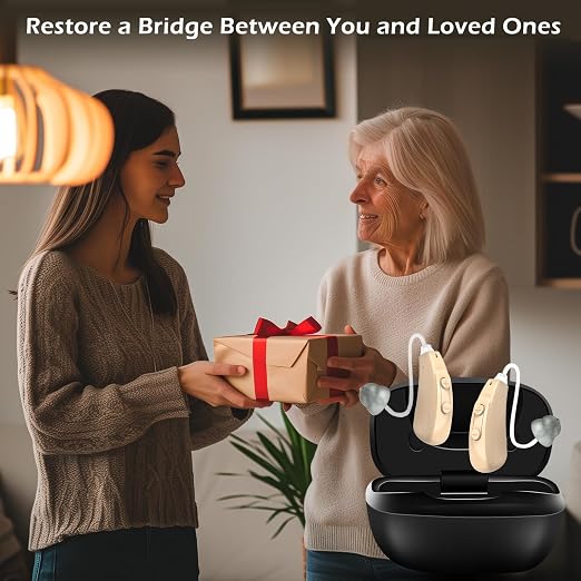 Hearing Aids for Seniors Rechargeable, OTC Behind-The-Ear BTE Ear Aid Buds Earbuds Not Amplifiers Adult Women Men, Sound Aides for Elderly Hearing Loss, Invisible Noise Cancelling