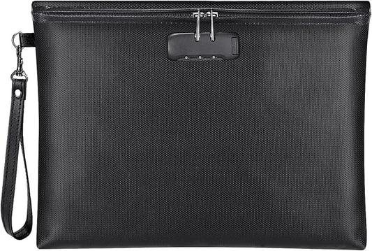 Fireproof Document Bag with Lock, ZOOPIP 14.3"x10.2" Fireproof and Waterproof Money Bag with Zipper Closure, Storage Pouch for A4 Letter Size Document, Cash, Cell Phone, Tablet, Credit Card,Passport