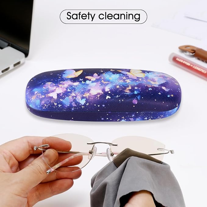 PERFECTSIGHT Hard Shell Eyeglasses Case, PU Leather Protective Glasses Case, Cute Eyeglass Case for Women Men Girls