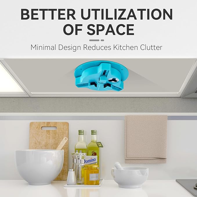 Jar Opener Bottle Opener for Seniors with Arthritis - Under Cabinet Jar Opener for Weak Hands, Rotary Lid Opener, Easy Twist-Off Lids for Jars & Bottles, Original Kitchen Gadgets (Cyan)