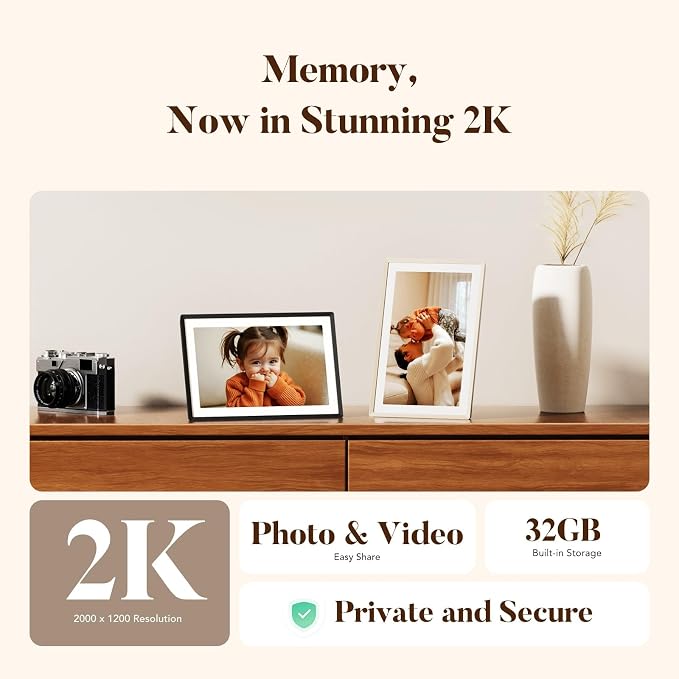 Pexar by Lexar WiFi Digital Picture Frame 11″ | Yahoo Tech Best Tested Frame 2026 | 2K Resolution Ultimate Clarity, Anti-Glare Touch Stunning Screen for Gifting, Share Photos/Videos via APP, Sand