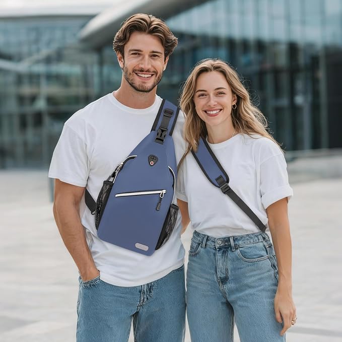 MOSISO Small Sling Bag for Men, Crossbody Shoulder Chest Daypack Bag | Sling Backpack for Casual Travel Hiking