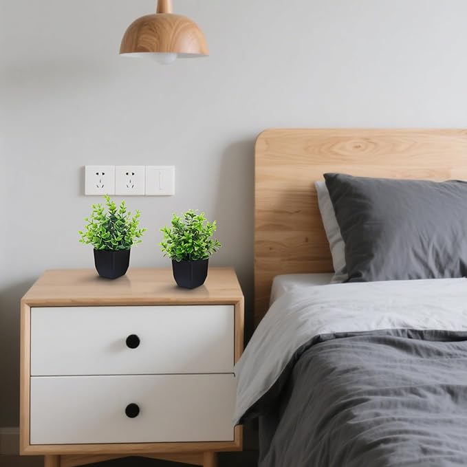 Der Rose 4 Pack Black Bathroom Decor Fake Plants Mini Artificial Greenery Potted Plants for Halloween Decor Indoor Office Table Room Farmhouse Decor