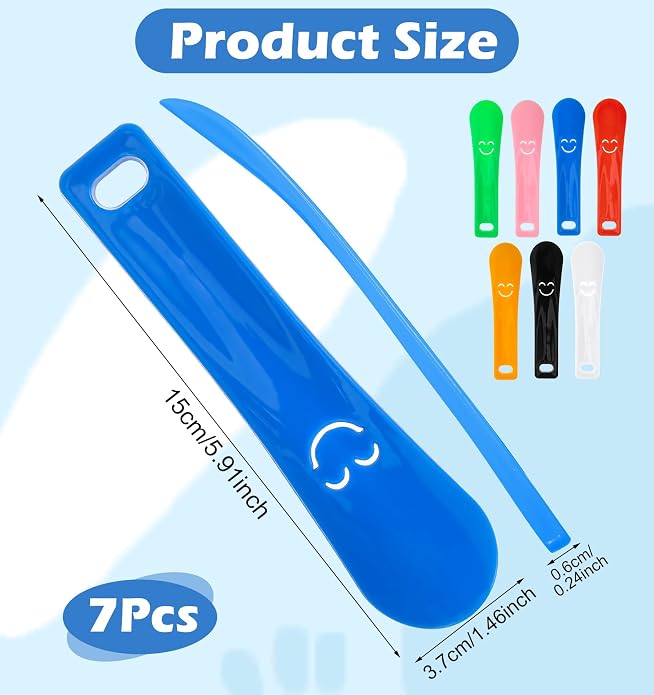 7 Pcs Plastic Shoe Horns, Shoe Horn | PP Material 5.8 Inch Short Shoe Spoon Various Colors Available for Men, Women, Kids, Travel & Home Use