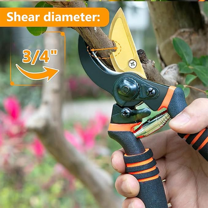 Ultra Sharp Titanium Steel Pruning Shears, Cuts 3X Easier, Rust-Resistant, Effortlessly 1-Inch Cut Capacity Garden Scissors, Ergonomic Handle