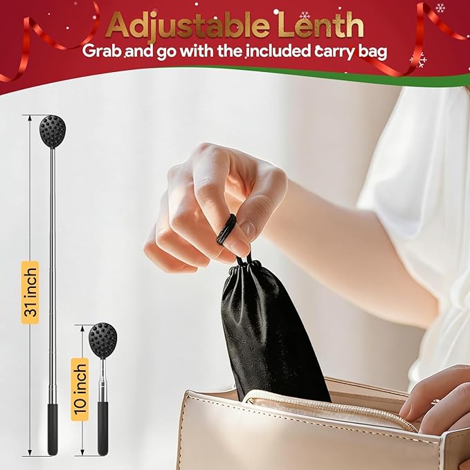 Gelibo Telescoping Large Back Scratcher with 5 Detachable Heads, Valentines Day Gifts for Him, Gifts for Men, Extendable Back Massager Tool with Beautiful Box