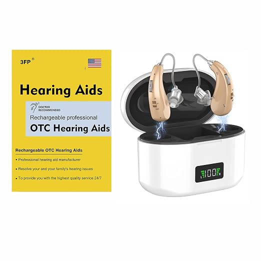 Hearing Aids, 16-Channel Digital Hearing Aids for Seniors, Rechargeable Hearing Aid for People with Hearing Loss, 4 Levels of Volume/Two Mode Noise Cancellation, Clear Sound and Easy to Use