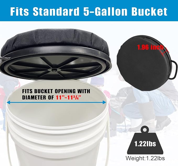 Foxtune 5 Gallon Bucket Seat Lid, 360 Degree Swivel Foam Bucket Spin Seat Cushion with Padded Top for Fishing, Hunting, Baseball Gardening and Camping, Silent, Comfortable, Water-Resistant