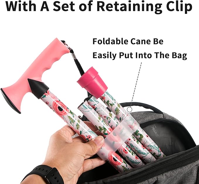 Walking Cane for Men and Women, Foldable Floral Lightweight Adjustable Portable for Folding Canes, Comfortable T-Handle for Seniors Adults