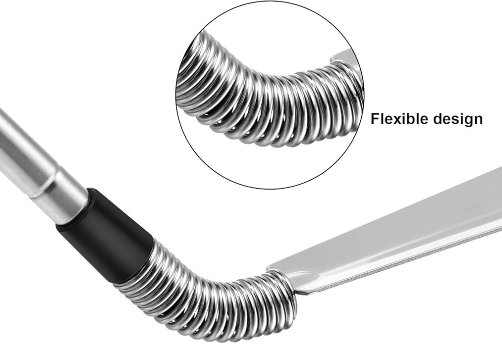 Blulu 2 Pack Stainless Steel Shoe Horns Long Handle Adjustable Expander Telescopic Shoe Horn with Comfort Grip for Various Boots and Shoes Designed for Pregnant Women Seniors