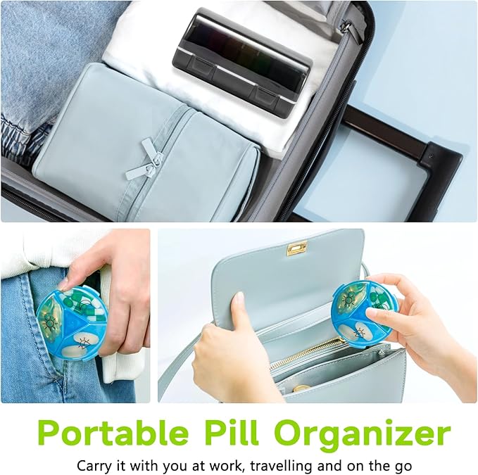 Weekly Pill Organizer Medicine Container, Round Pills Cases Organizers 7 Day 3 Times A Day with Large Compartments, BPA Free Medication Separator Storage to Hold Vitamin, Fish Oils, Supplement