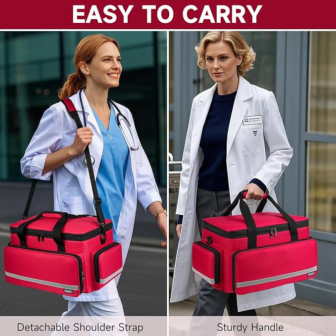 LEFOR·Z Medical Bag,First Aid Bag Empty,Home Health Nurse Bag with Detachable Divider,Medical Supplies Storage Tote for Nursing Student,Therapist,Doctors(Bag Only)