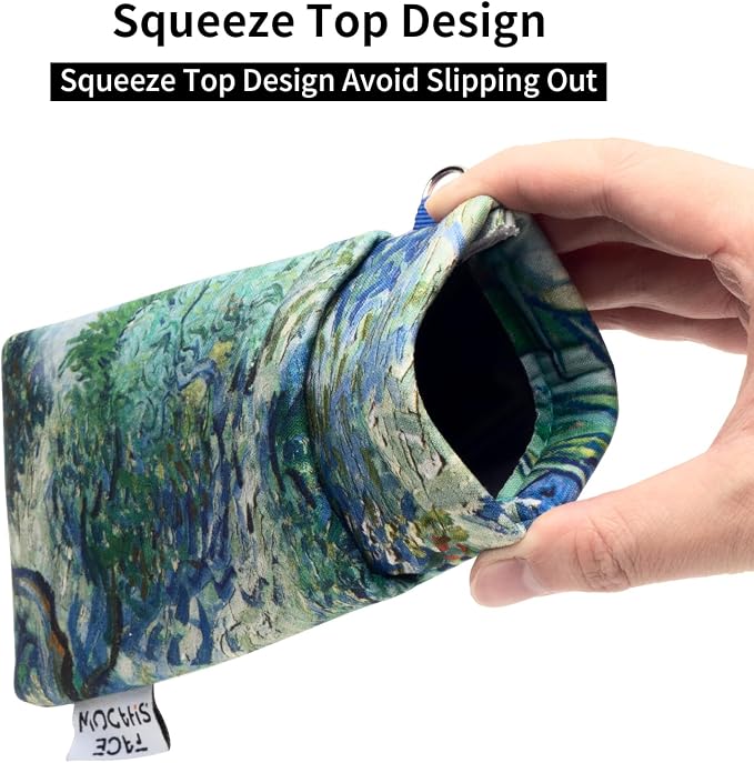 Face Shadow Double Glasses Case Soft Eyeglass Case For Women Men Squeeze Top Sunglasses Case With Cleaning Cloth