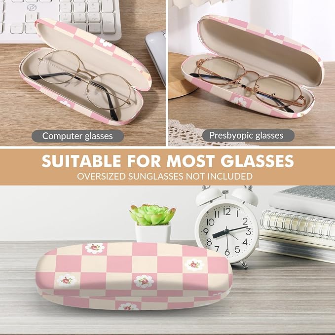 Glasses Case Hard Shell,Portable Protective Eyeglasses Case, Eyeglass Holder Box with Cleaning Cloth, for men women
