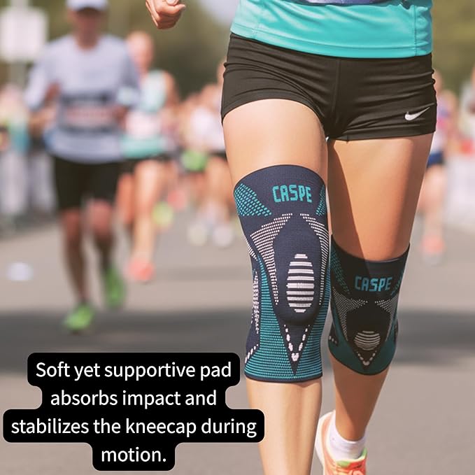 Caspe 1 Pack Compression Knee Brace for Women & Men – Pain Relief Support with Patella Gel Pads & Side Stabilizers – Knee Sleeve for Running, Workout & Arthritis (Blue, Medium)