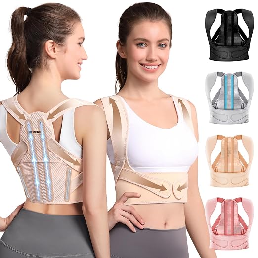 Fit Geno Posture Corrector for Women Lite, Upper Back Brace for Slouching | An Adjustable, Lightweight Design Supports Your Neck, Shoulders, and Upper Back to Help You Sit and Stand Taller