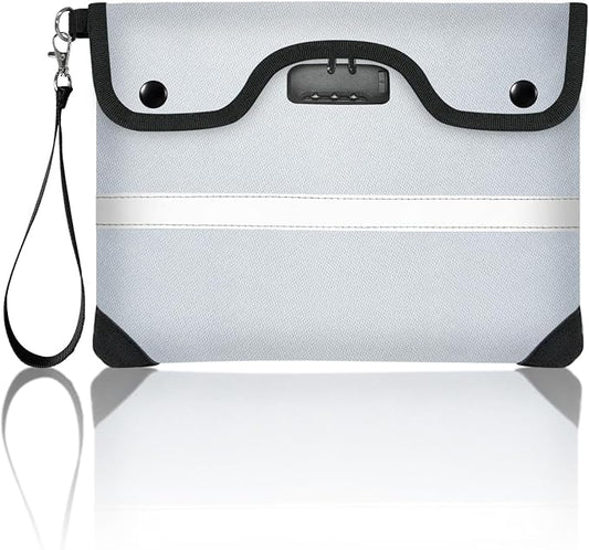 6200°F Fireproof Document Bag with Lock, 11.4 x 8.3 Inch Fire Proof Bag for Documents, Fire Proof Money Bags with Zipper Envelope, Water Resistant Fireproof Pouch Cash for Envelope Silver