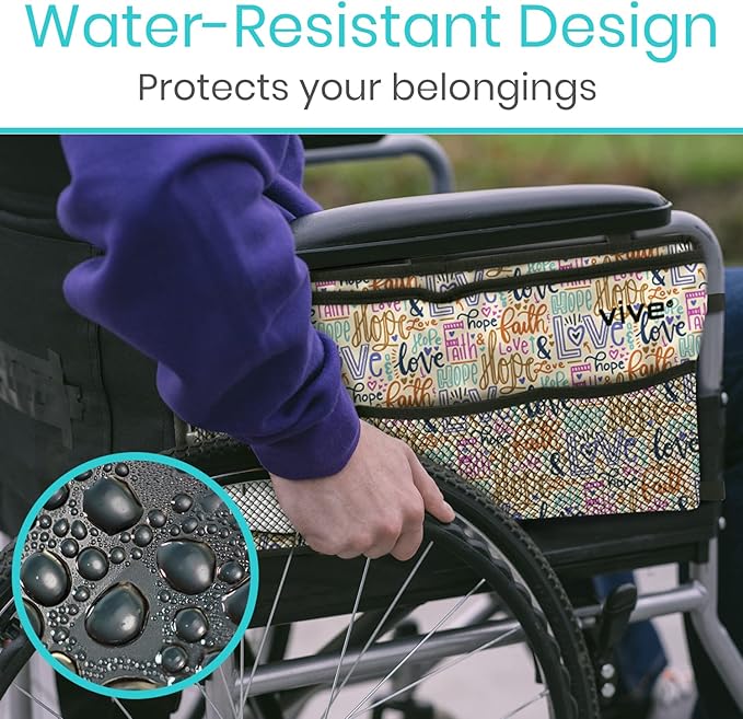 Vive Walker Bag - Accessories Wheelchair Basket Pouch (Water Resistant) - Seniors Caddy Accessory Attachment for Folding, Rolling Walkers - Carry Storage Carrier Tote - Lightweight, Universal Size