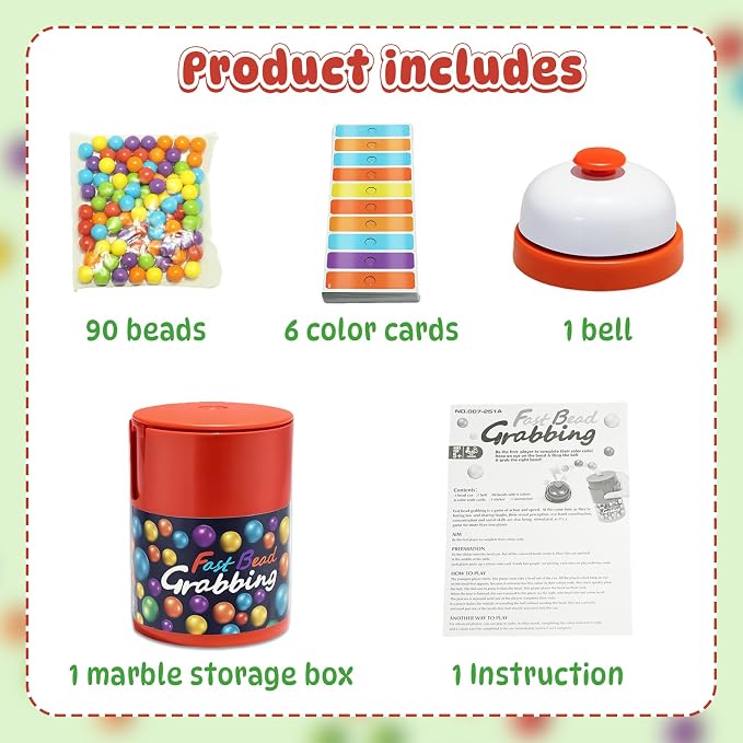 Fast Bead Grabbing Game, Match Color Bingo Game Set, Color Bingo Games for Adults, Hand Speed Challenge Game Best of 2026, Hand Eye Coordination Training, for 2-4 Family Game and Group Gatherings