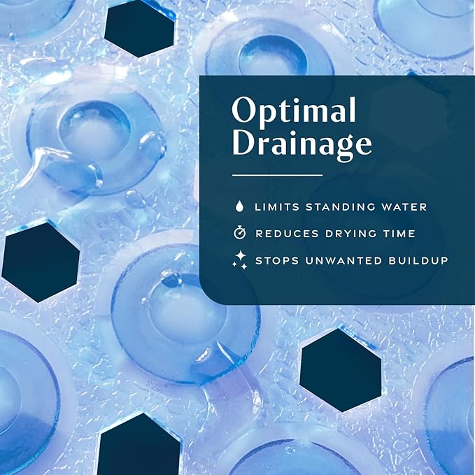 SlipX Solutions Power Grip Bathtub Safety Mat | Precision Grip Technology for Longer, Stronger, & Softer Wet Surface Protection | Clear Light Blue 39"x16"