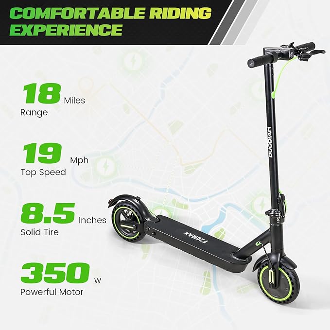 Electric Scooter for Adults, Folding E Scooter with 500W Motor 19 Mph Top Speed 18 Miles Range, 8.5" Solid Tires Folding Commuting Motorized Kick Scooter (Green - 7.8AH Battery Dual Rear Suspension)