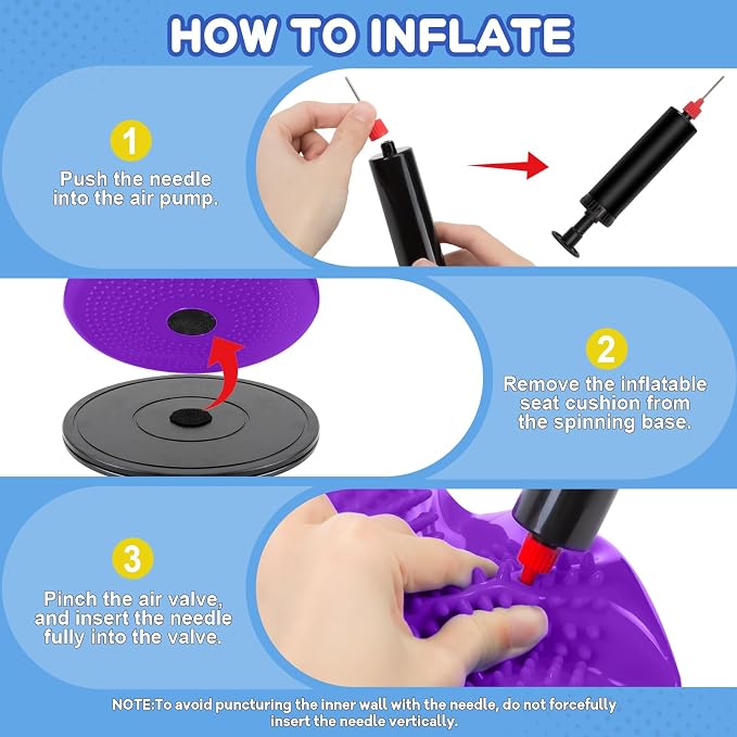 Wobble Cushion, Fimeetoy 360°Spinning Wiggle Seat, ADHD Sensory Chair,Flexible Seating in Classroom & Home,ADHD Tools for Kids,2-in-1 Detachable Balance Pad,Fidget for Focus-Purple