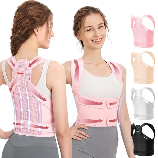 Fit Geno Back Brace Posture Corrector for Women and Men, Shoulder Straightener, Adjustable Full Back Support, Upper and Lower Back Pain Relief - Scoliosis, Hunchback, Spine Corrector (XL, Plus Size)