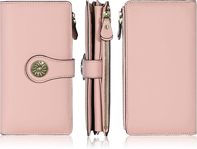 Travelambo Women's Wallet RFID Blocking Trifold Clutch Large Capacity Credit Card Holder Travel Purse
