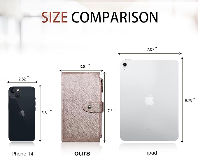 Travelambo RFID Wallet Women Large Size Bifold Multi Card Wallet Case with Zipper Pocke Credit Card Holder for Women