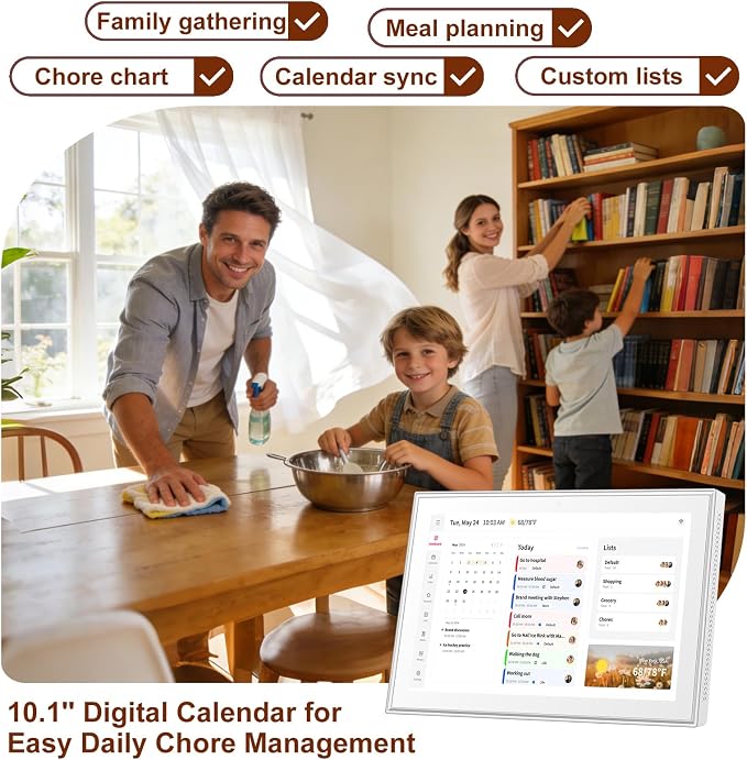 Whale Framely 10.1 Inch Digital Wall Calendar, Smart Family Schedule & Chore Chart,Meal planner, IPS FHD Touchscreen Wall Planner with Auto-Rotate, Wall Organizer, Gift for Father‘s Day/Grandpa