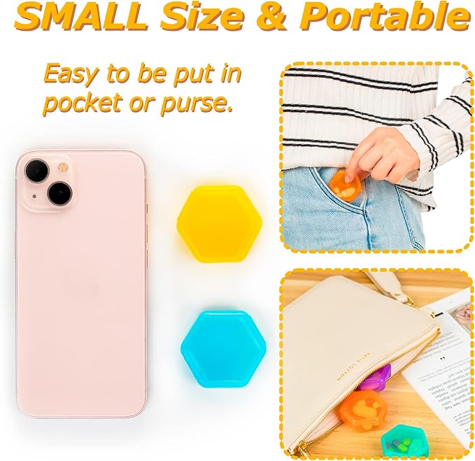 Yaklim Small Pill Case, 7 Pack Mini Pill Box | BPA Free, Portable Travel Pill Box, Pocket Purse Briefcase Use, 7 Individual Pill Containers for Fish Oils and Supplements