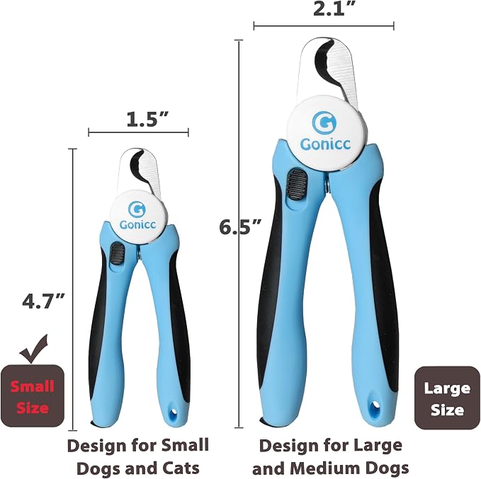 gonicc Professional Pet Nail Clippers & Trimmer for Medium Small Dogs Cats | Ergonomic non-slip grip & built-in nail file, Vet-recommended pet nail trimmer with anti-overcut safety guard.