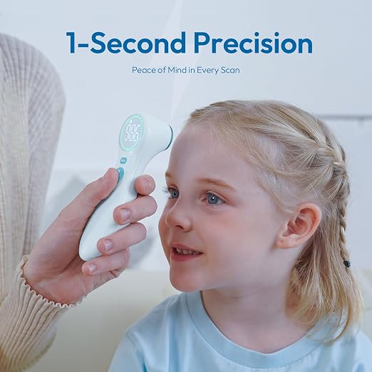 Viproud No-Touch Thermometer for Kids and Adults, 1-Second Reading, Blue | Forehead & Object Mode, Fever Indicator, Large Clear LED, Silent Mode, Home Medical, Nurse Accessories, Lifetime Support