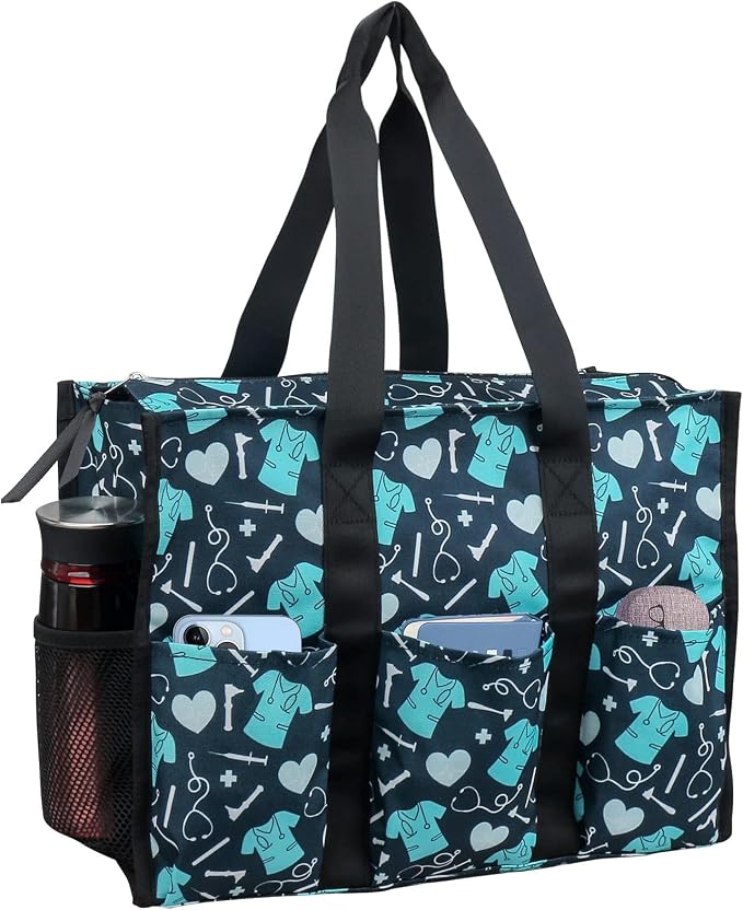 ABAMERICA Nurse Bags for Work Nursing Bag Multiple Pockets Waterproof Organizing Zip Top Clinical Bag for Nursing Students