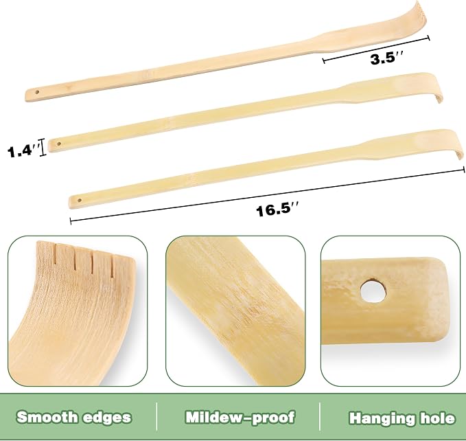 Bamboo Back Scratcher 30Pcs, Christmas Stocking Stuffers Bulk Party Game Prizes for Adults, 16.5" Long Handle Traditional Polished Thick Body Massage for Elderly Men Women Adults, Family Nursing Gifts