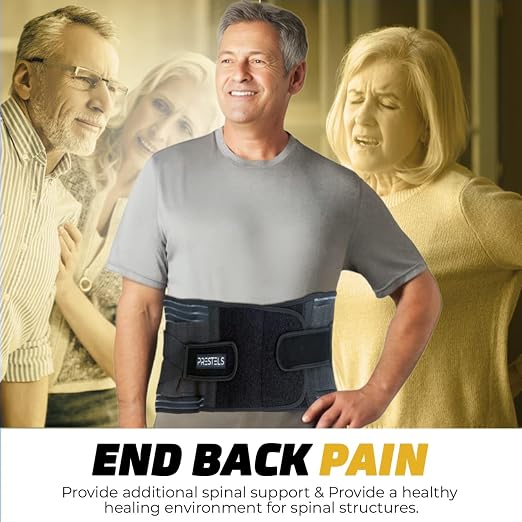 Lower Back Support Belt for Men & Women, Back Brace for Lower Back Pain Relief, Breathable Lumbar Support with 6 Stays & Dual Adjustable Straps, Small (20”–26”)