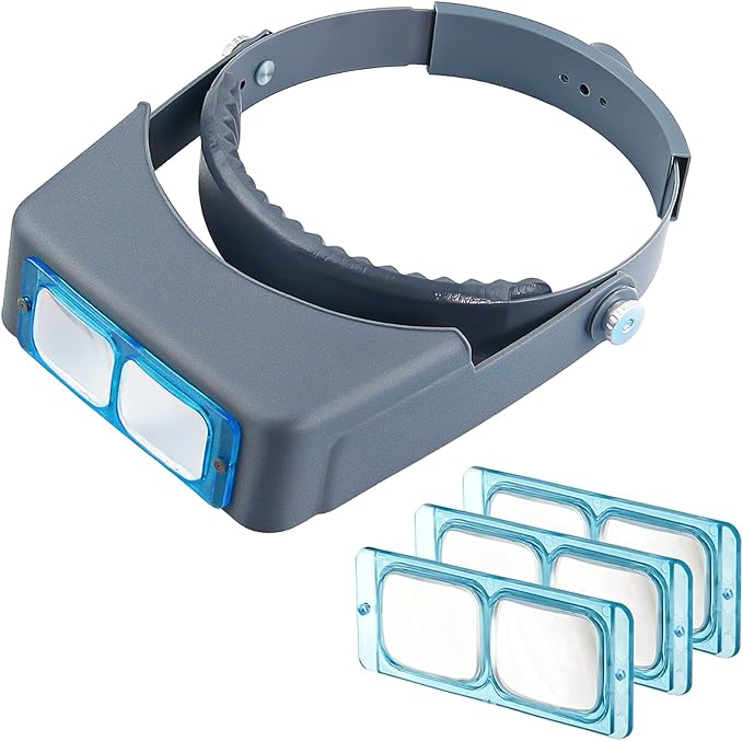 Headband Magnifier Head-Mounted Reading Magnifying Glass Opitcal Glass | The 4 lenses can be replaced. Suitable for reading, handicrafts and maintenance. Magnifying glasses for close work.