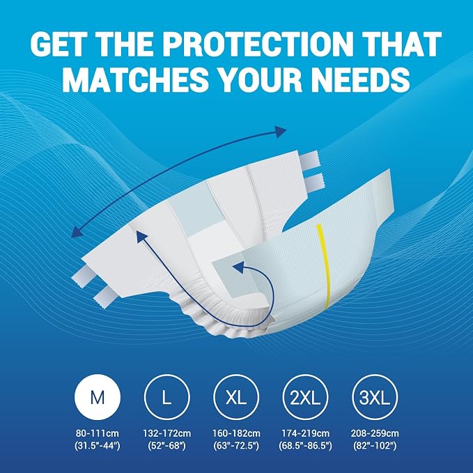 MED PRIDE Maximum Absorbency Adult Briefs for Incontinence with Refastenable Tabs - Ultra-Absorbent Adult Diapers for Men & Women- Bladder Control Unisex Disposable Underwear (Medium - Case of 96)